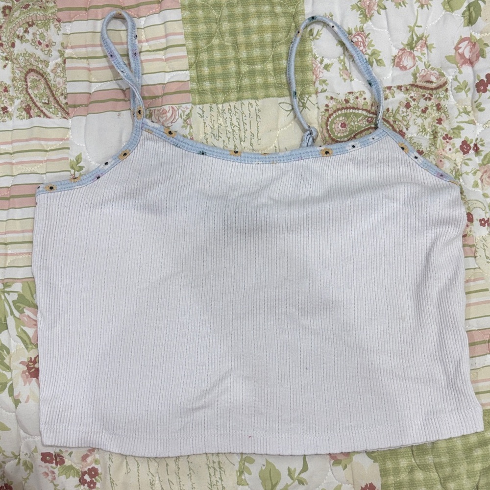 Forever 21 Light Blue Camisole with Embroidered Trim
